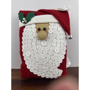 Cracker Barrel Santa Knit Button Pillow
